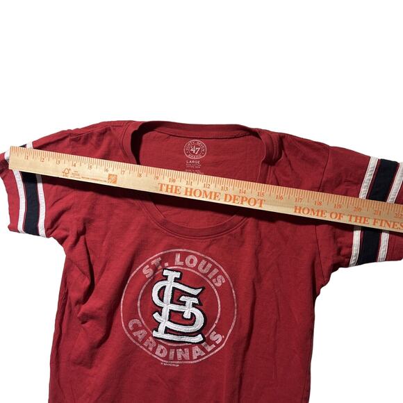 47 Brand St Louis Cardinals Red Athletic Stripe T Shirt Women Large - Picture 4 of 6